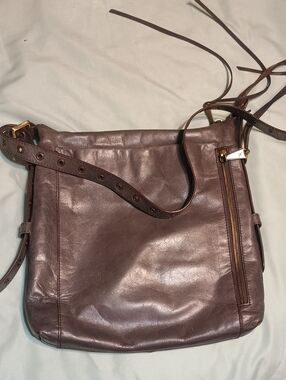 HOBO Leather Crossbody Bag in Dark Grey